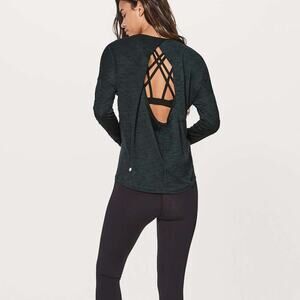 Lululemon Dark Emerald Green Get Set Long Sleeve Tee Athleisure Casual Top